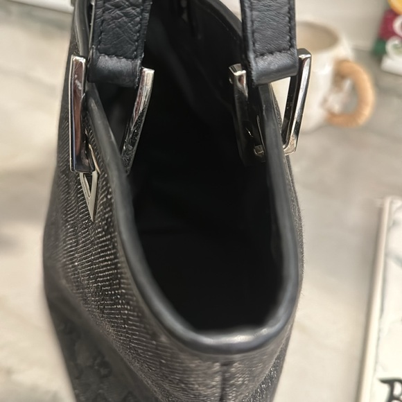 GUCCI DENIM TOTE W LEATHER HANDLES & SILVER HARDWARE-SO CHIC!! - Picture 5 of 11